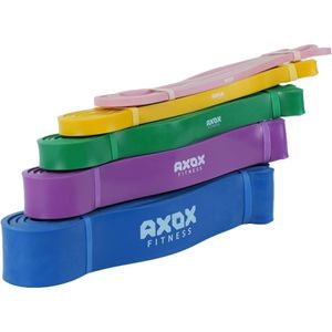 Axox Fitness Resistance Loop Band Set | 5 Levels | Latex | Door Anchor & Foam Grips