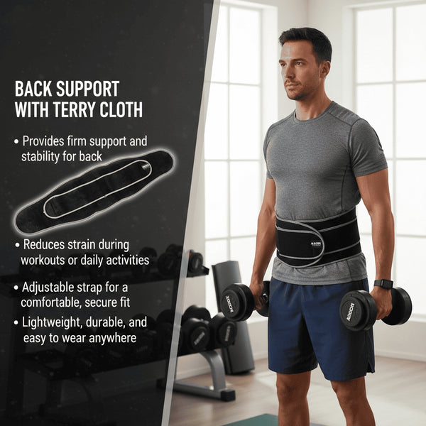 Axox Fitness Adjustable Back Support Belt with Terry Cloth