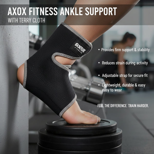 Axox Fitness Adjustable Ankle Support with Terry Cloth