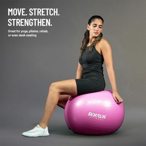 Axox Fitness Anti-Burst Gym Ball 55cm – PVC Exercise Ball for Core, Yoga & Rehab