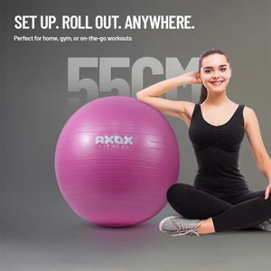 Axox Fitness Anti-Burst Gym Ball 55cm – PVC Exercise Ball for Core, Yoga & Rehab