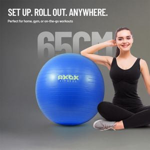 Axox Fitness Anti-Burst Gym Ball 65cm – PVC Exercise Ball for Core, Yoga & Rehab