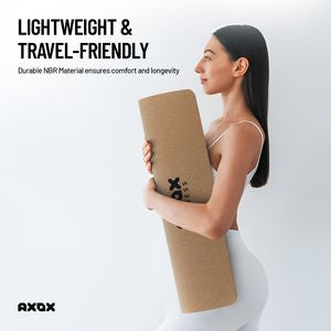Axox Fitness Cork & TPE Yoga Mat – Eco-Friendly Non-Slip | 183cm
