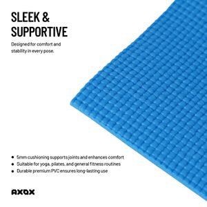 Axox Fitness Exercise & Yoga Mat 5mm – Non-Slip PVC | Blue