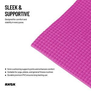 Axox Fitness Exercise & Yoga Mat 5mm – Non-Slip PVC | Pink