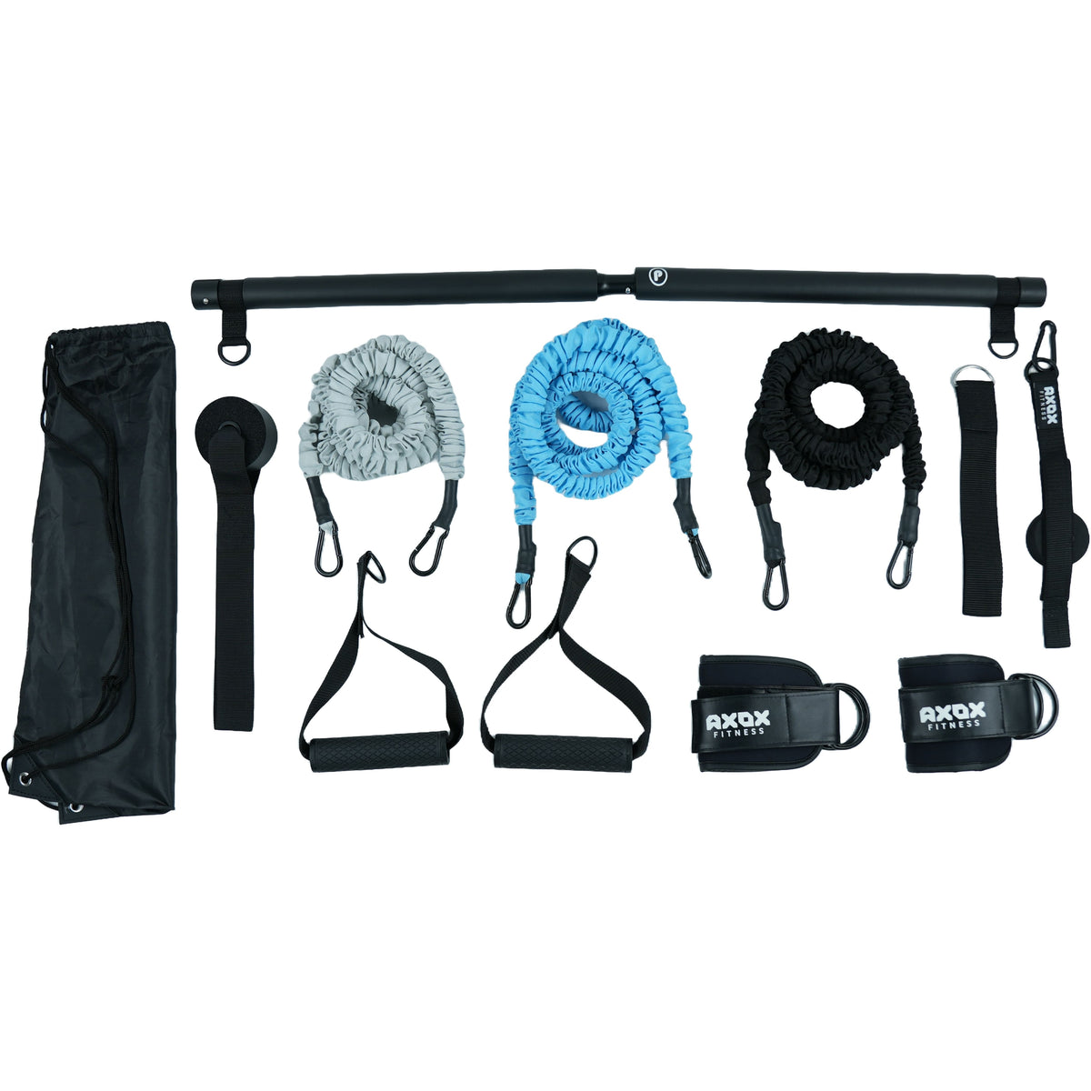 Axox Fitness Resistance Training Set | 3 Tubes | Bar | Door Anchor | Full-Body Kit