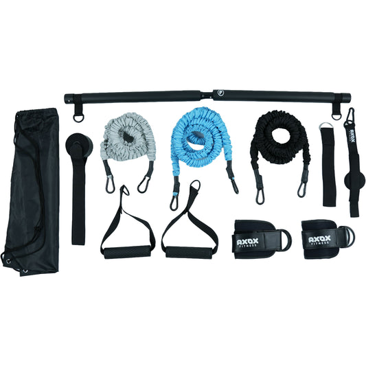 Axox Fitness Resistance Training Set | 3 Tubes | Bar | Door Anchor | Full-Body Kit