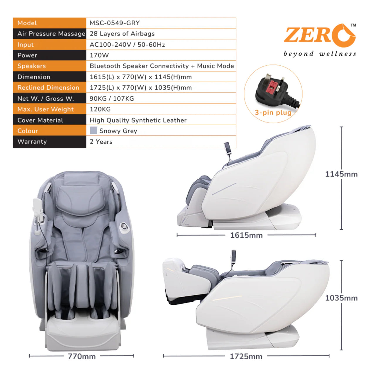 Averest 4D Massage Chair - AI Body Scan, Zero Gravity, 360° Heat, 28 Airbags, Voice Control - Grey