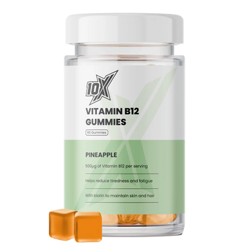 10X Athletic Vitamin B12 Gummies | High Strength B12 Energy Supplement | 60 Gummies | Vegan | Supports Energy, Focus & Immune System | Pineapple Flavor