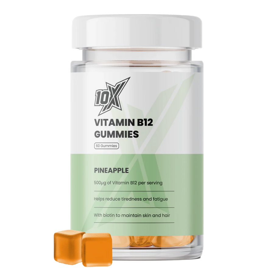 10X Athletic Vitamin B12 Gummies | High Strength B12 Energy Supplement | 60 Gummies | Vegan | Supports Energy, Focus & Immune System | Pineapple Flavor
