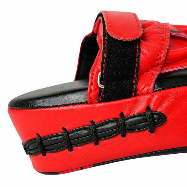 Axox Fitness Leather Focus Mitts for Boxing & MMA Training – Black/Red (L/XL)
