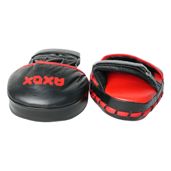 Axox Fitness Leather Focus Mitts – L/XL | Red/Black