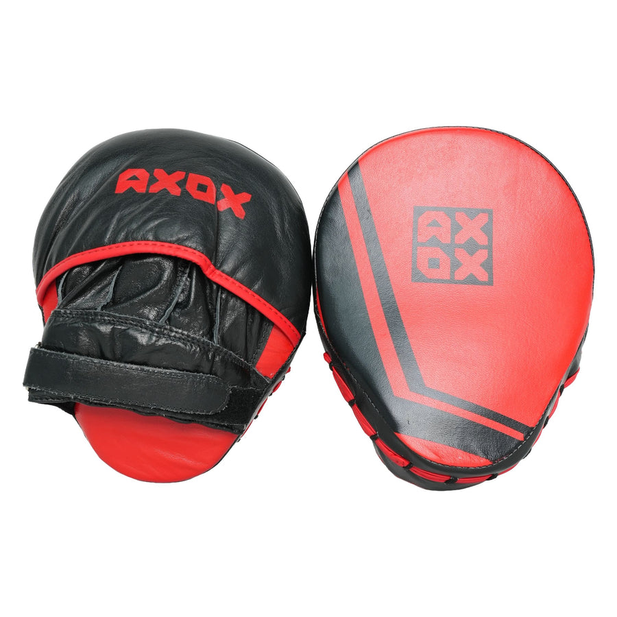 Axox Fitness Leather Focus Mitts – L/XL | Red/Black