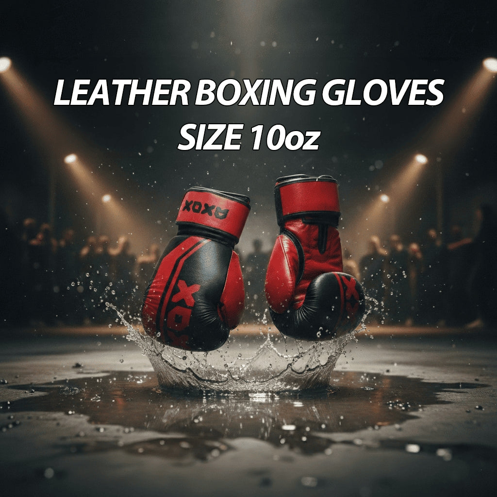 Leather Boxing Gloves for Training – Black/Red | 10 Oz
