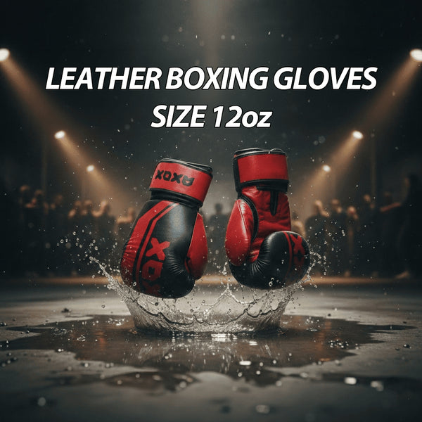 Leather Boxing Gloves for Training – Black/Red | 12 Oz