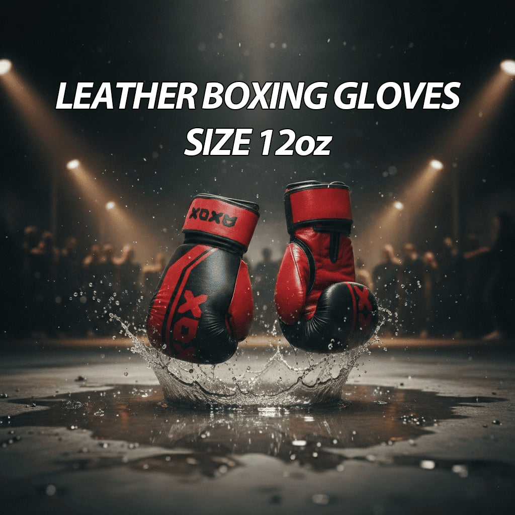 Leather Boxing Gloves for Training – Black/Red | 12 Oz
