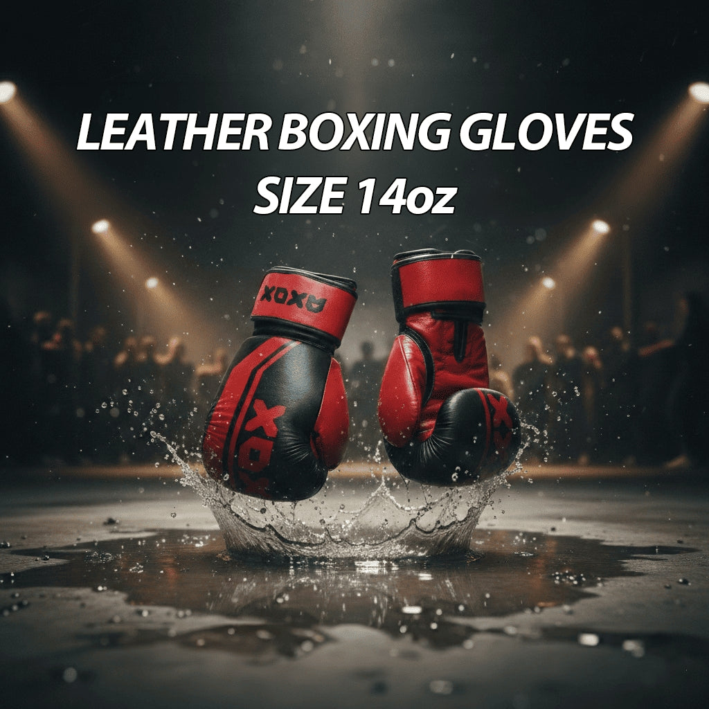 Leather Boxing Gloves for Training – Black/Red | 14 Oz