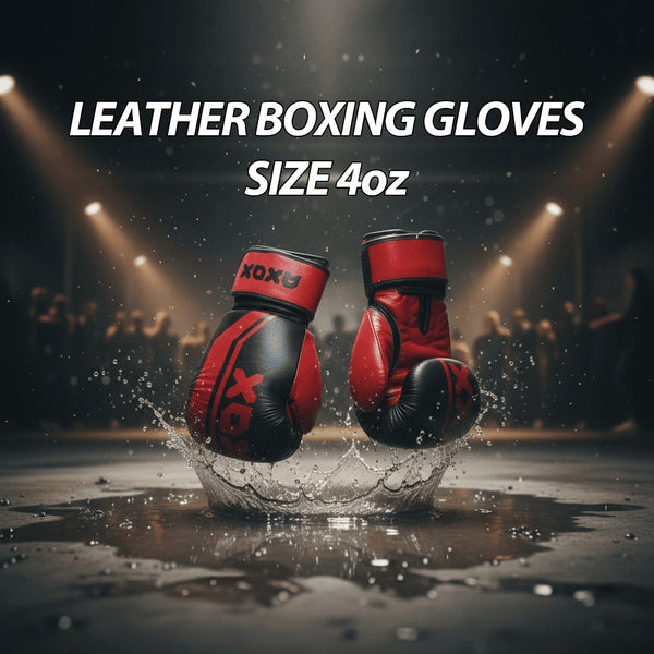 Leather Boxing Gloves for Training – Black/Red | 4 Oz