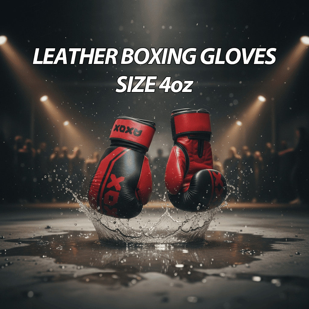 Leather Boxing Gloves for Training – Black/Red | 4 Oz