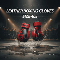 Leather Boxing Gloves for Training – Black/Red | 4 Oz