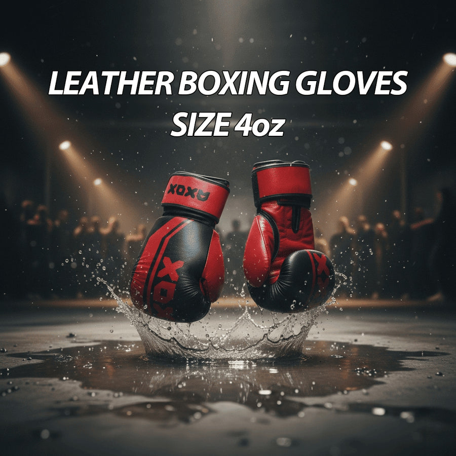 Leather Boxing Gloves for Training – Black/Red | 4 Oz