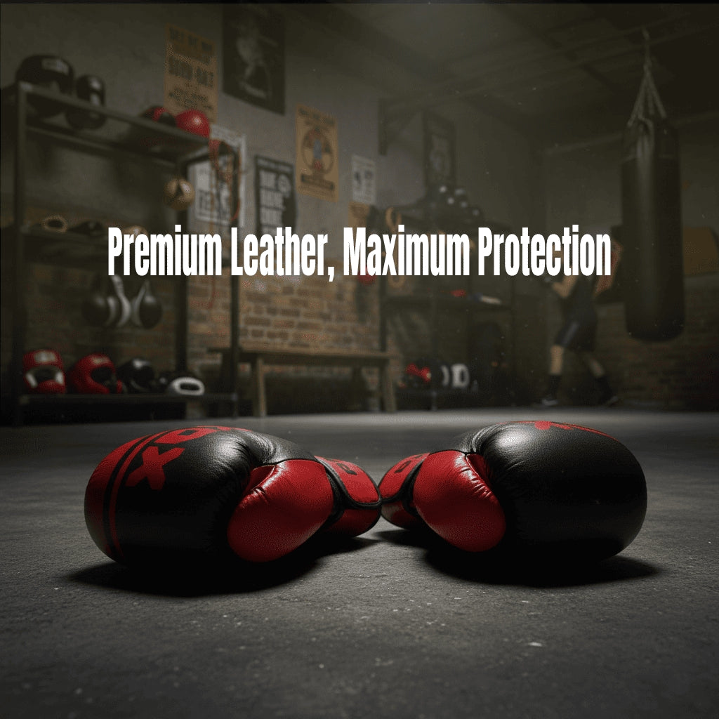 Leather Boxing Gloves for Training – Black/Red | 4 Oz