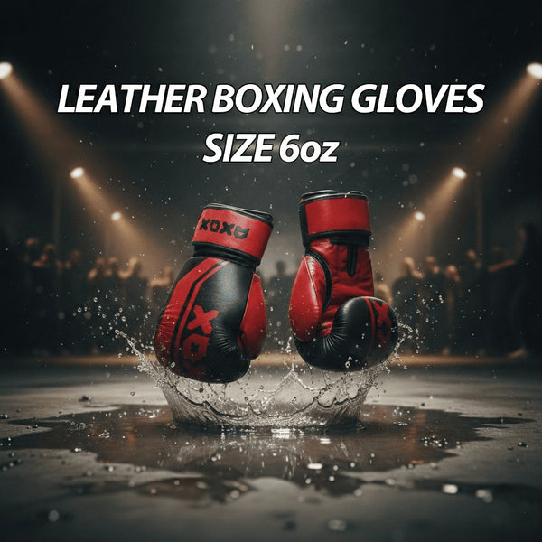 Leather Boxing Gloves for Training – Black/Red | 6 Oz