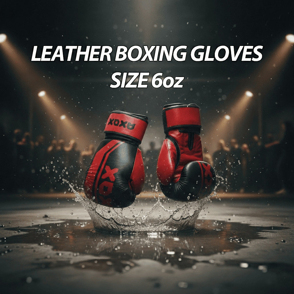 Leather Boxing Gloves for Training – Black/Red | 6 Oz