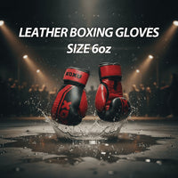 Leather Boxing Gloves for Training – Black/Red | 6 Oz