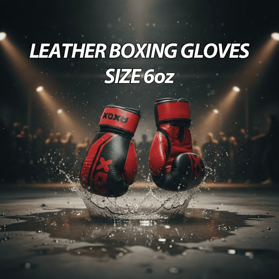 Leather Boxing Gloves for Training – Black/Red | 6 Oz