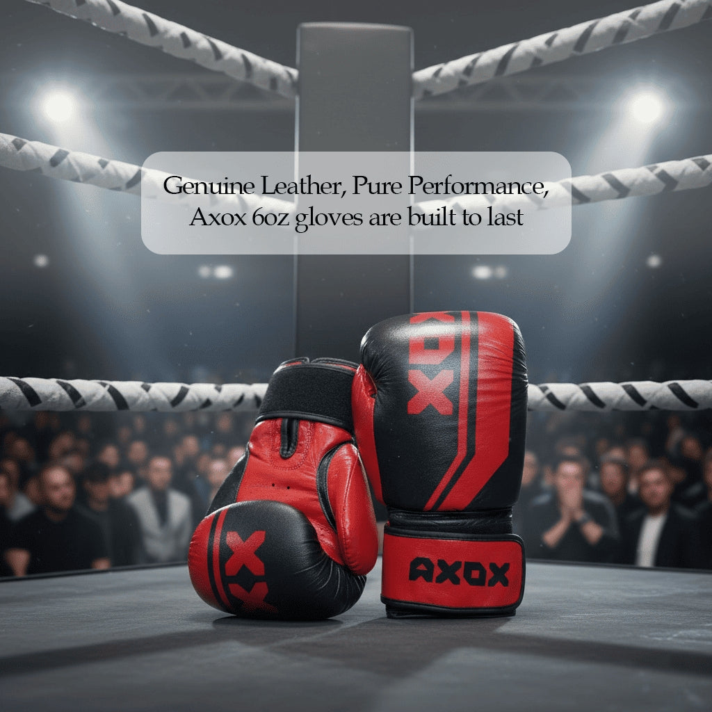 Leather Boxing Gloves for Training – Black/Red | 6 Oz