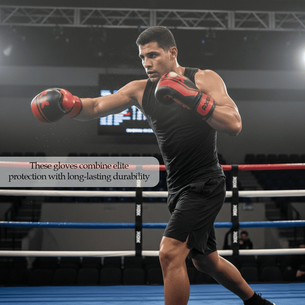 Leather Boxing Gloves for Training – Black/Red | 6 Oz