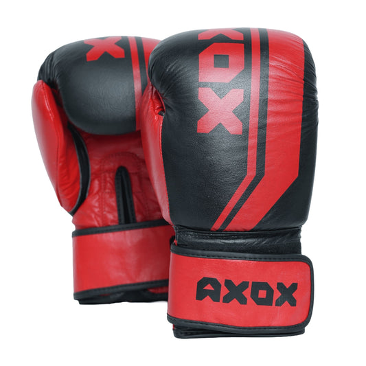 Leather Boxing Gloves for Training Black/Red 6 Oz