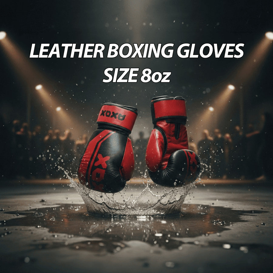 Leather Boxing Gloves for Training – Black/Red | 8 Oz