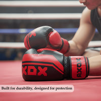 Leather Boxing Gloves for Training – Black/Red | 8 Oz