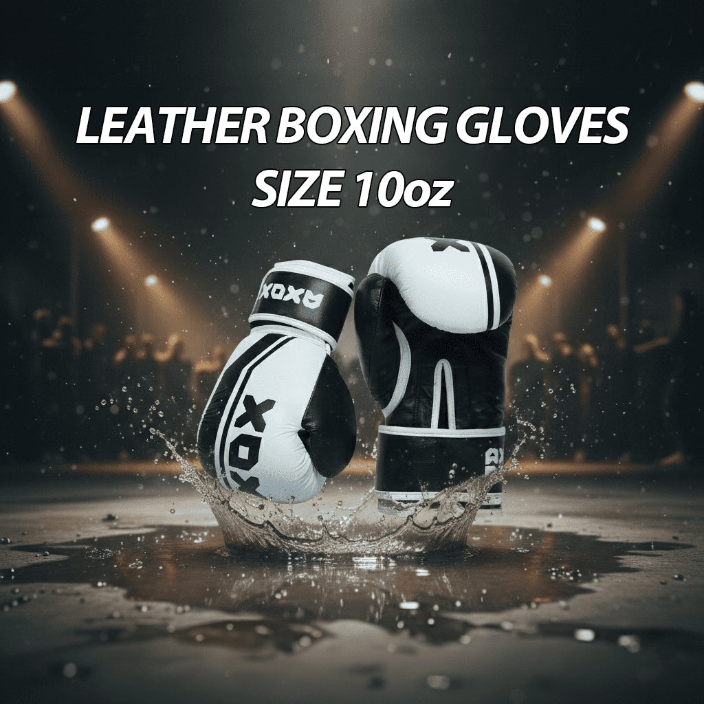 Leather Boxing Gloves for Training – White/Black | 10 Oz