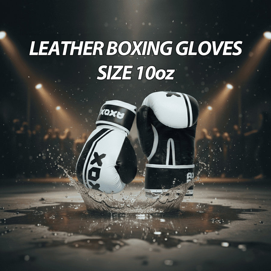 Leather Boxing Gloves for Training – White/Black | 10 Oz