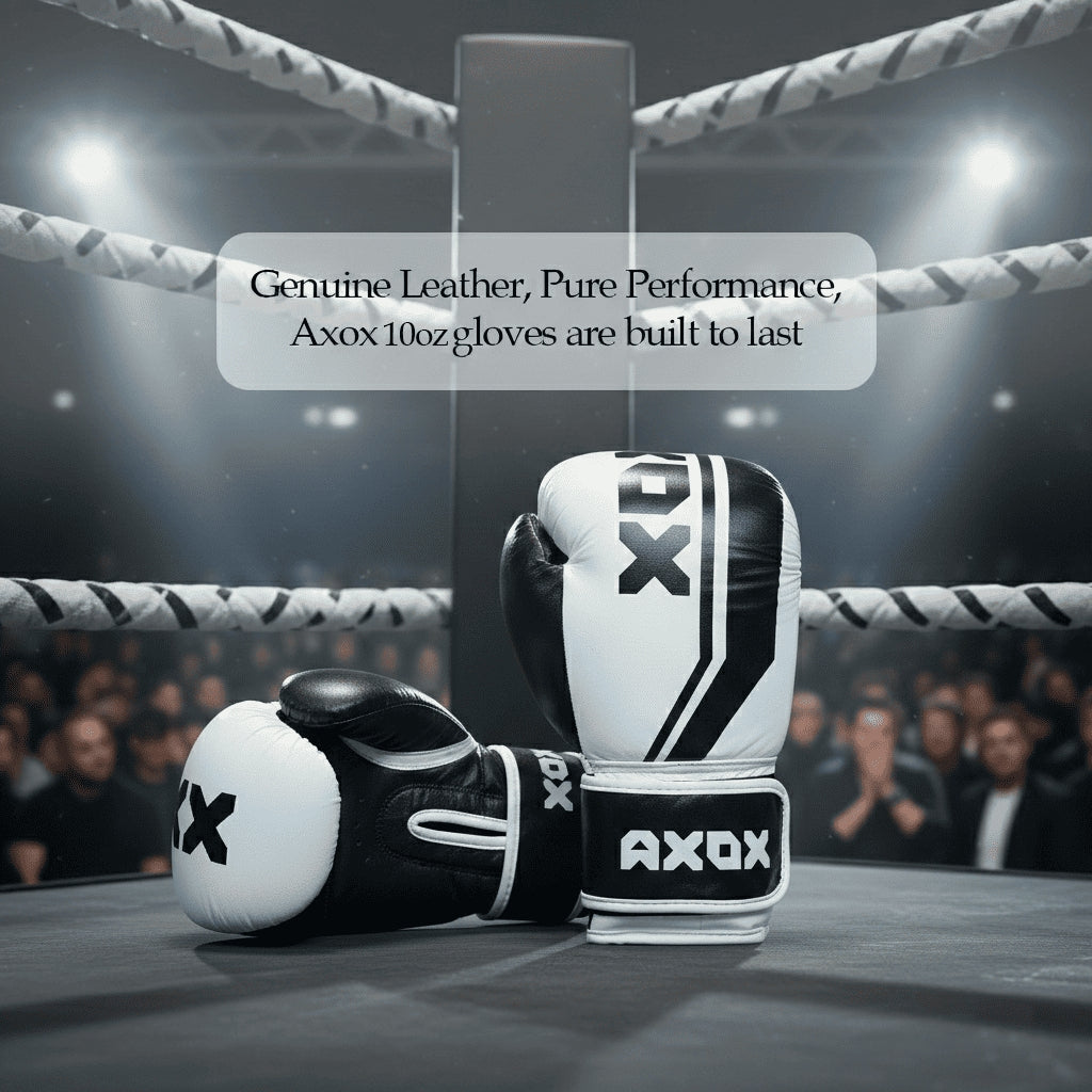 Leather Boxing Gloves for Training – White/Black | 10 Oz