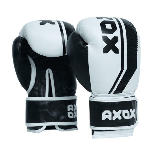 Leather Boxing Gloves for Training White/Black 10 Oz