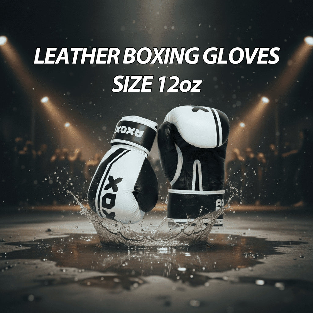 Leather Boxing Gloves for Training – White/Black | 12 Oz