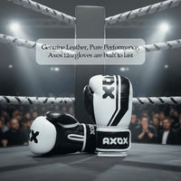 Leather Boxing Gloves for Training – White/Black | 12 Oz