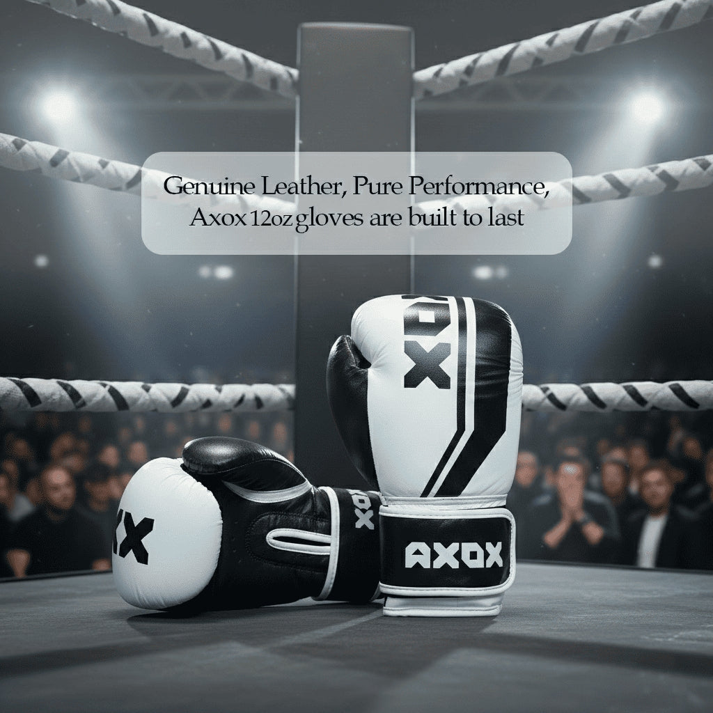 Leather Boxing Gloves for Training – White/Black | 12 Oz