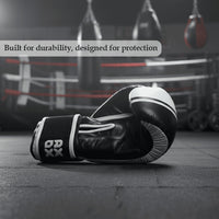 Leather Boxing Gloves for Training – White/Black | 12 Oz