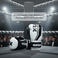 Leather Boxing Gloves for Training – White/Black | 16 Oz