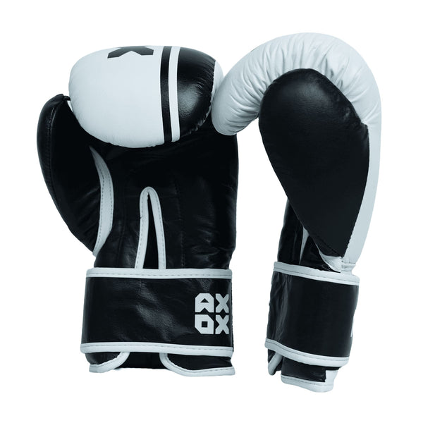 Leather Boxing Gloves for Training – White/Black | 4 Oz