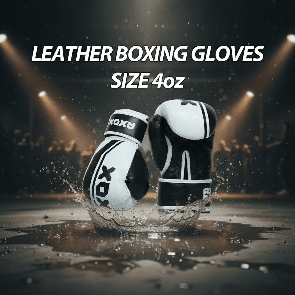 Leather Boxing Gloves for Training – White/Black | 4 Oz