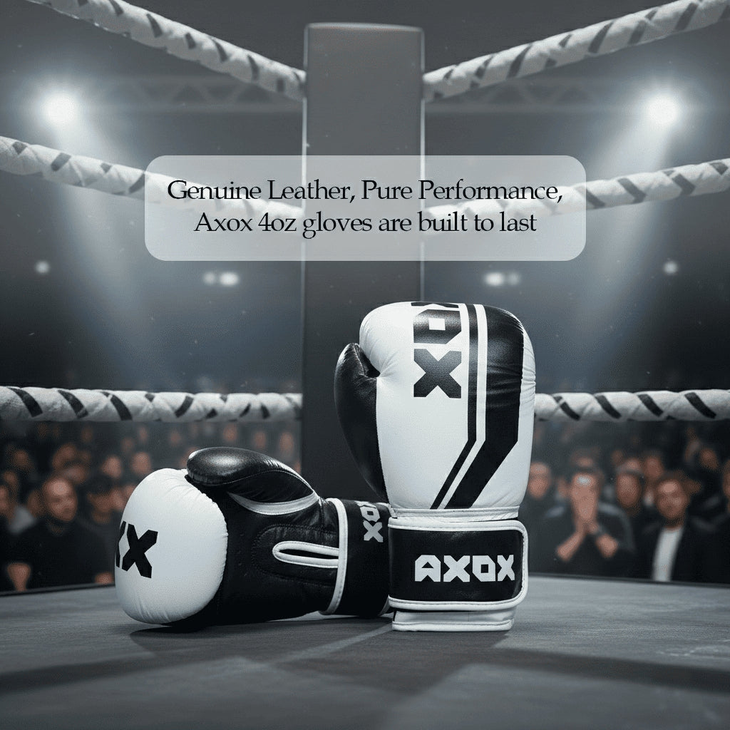 Leather Boxing Gloves for Training – White/Black | 4 Oz