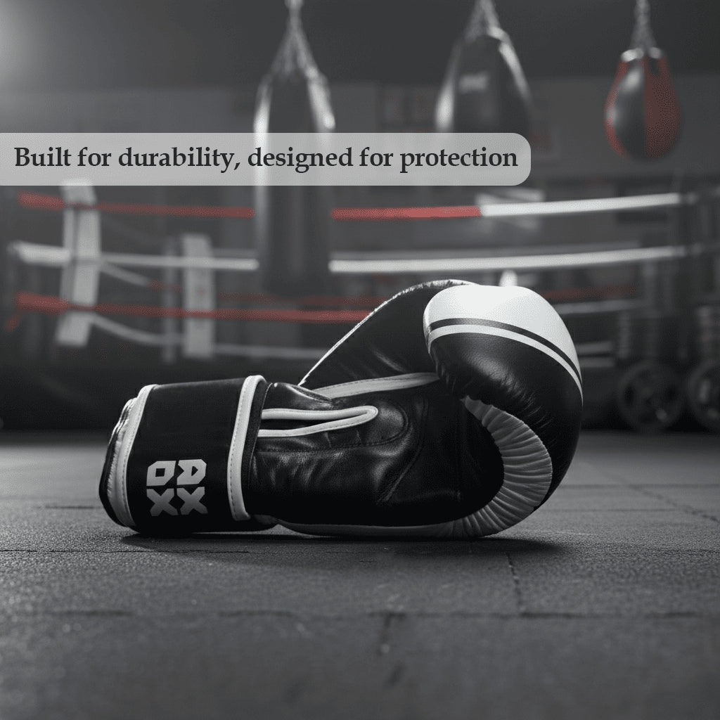 Leather Boxing Gloves for Training – White/Black | 4 Oz
