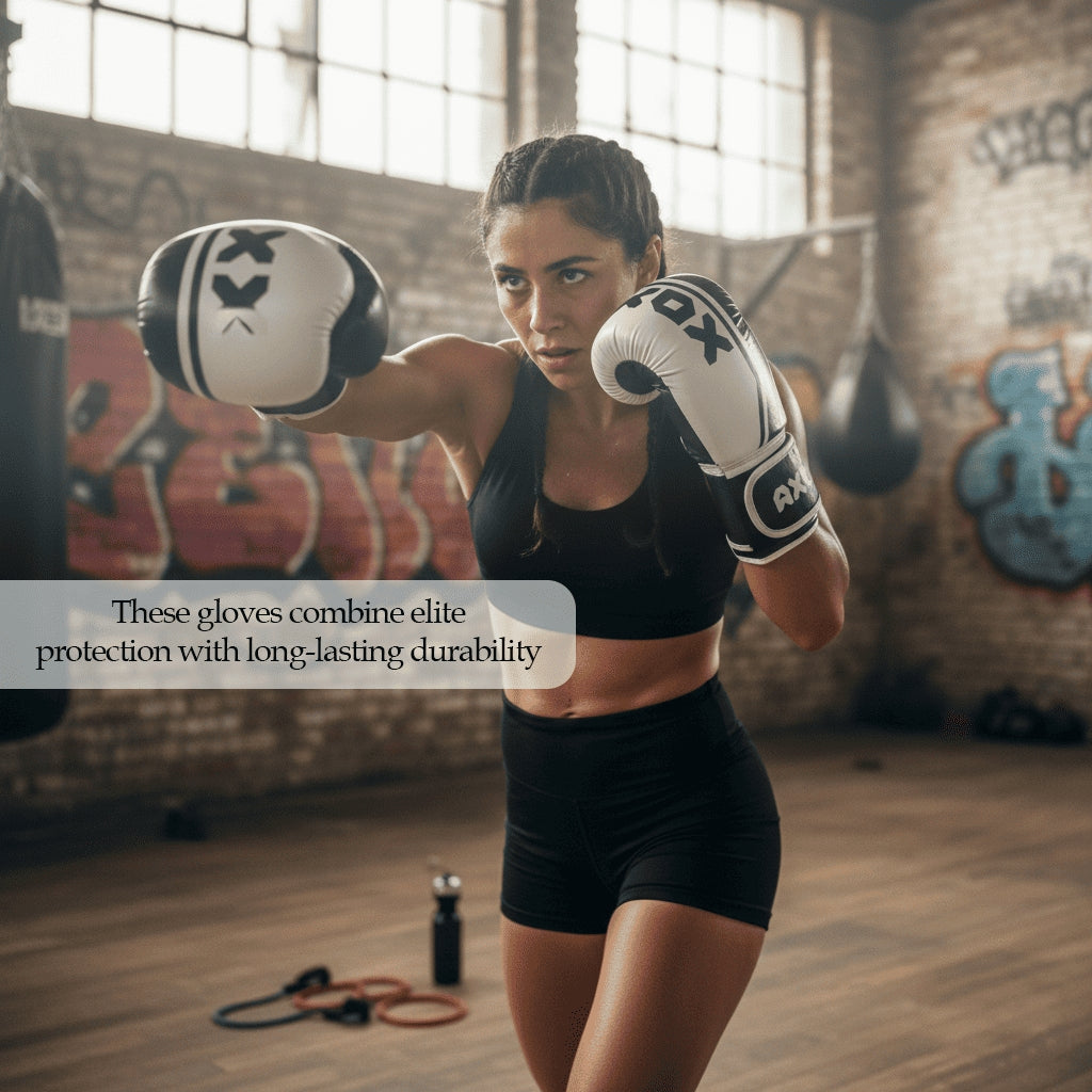 Leather Boxing Gloves for Training – White/Black | 4 Oz