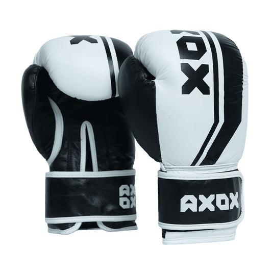 Leather Boxing Gloves for Training White/Black 4 Oz